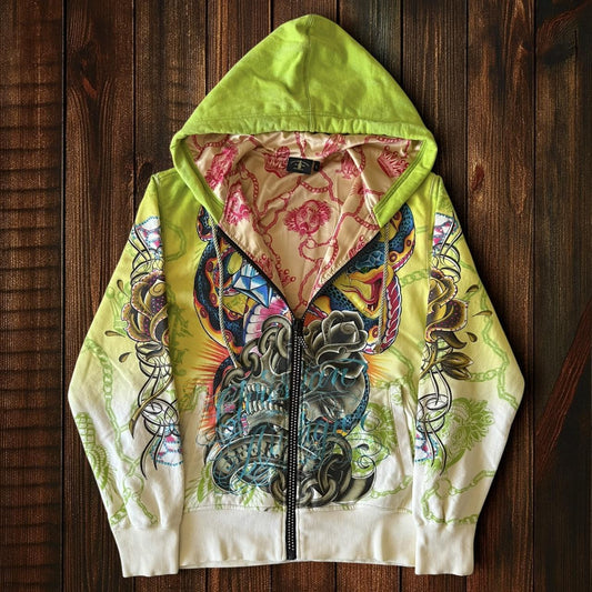 (SIZE L) Christian Audigier Zip Up Hoodie
