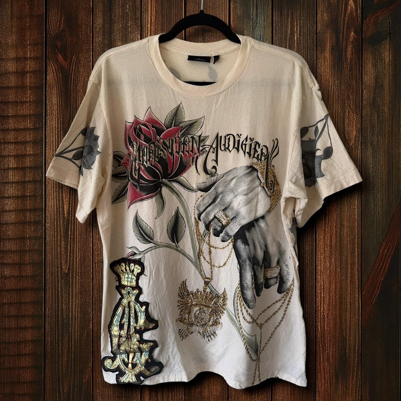 (SIZE L) Christian Audigier T Shirt