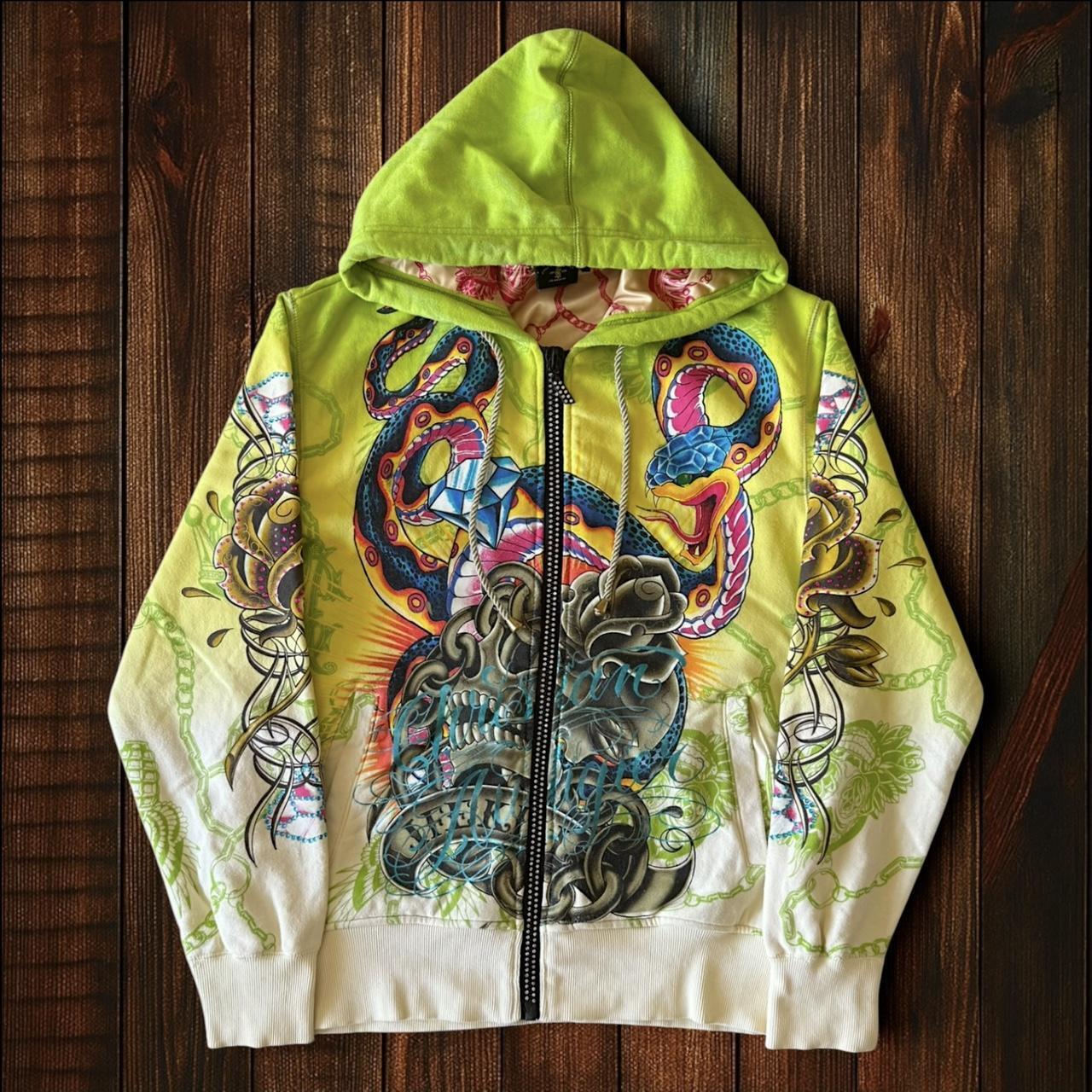 (SIZE L) Christian Audigier Zip Up Hoodie