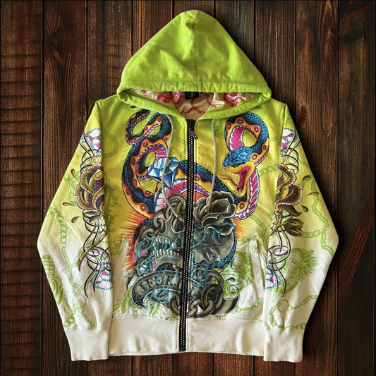(SIZE L) Christian Audigier Zip Up Hoodie