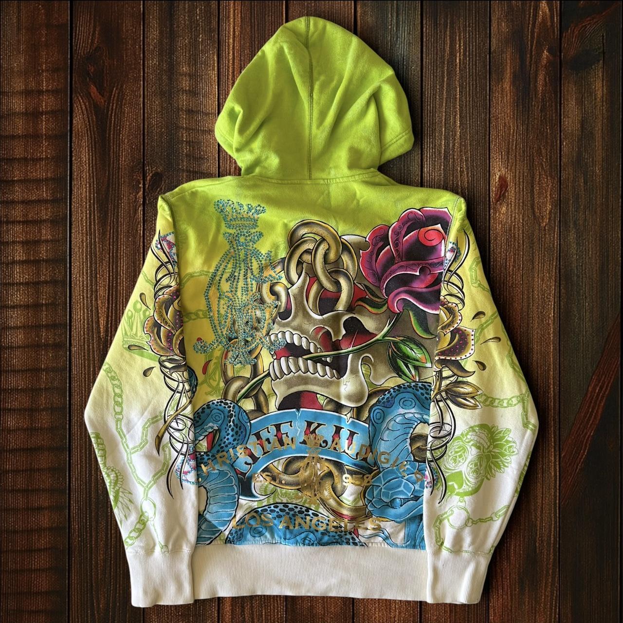 (SIZE L) Christian Audigier Zip Up Hoodie